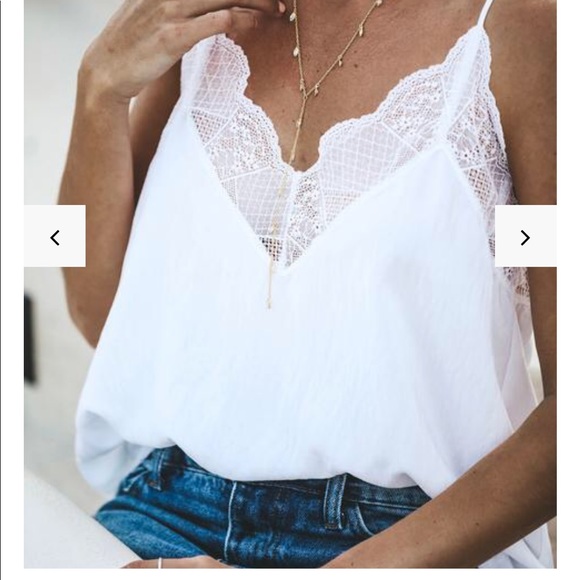 Vici Tops - Delicate Lace Cami Tank- White